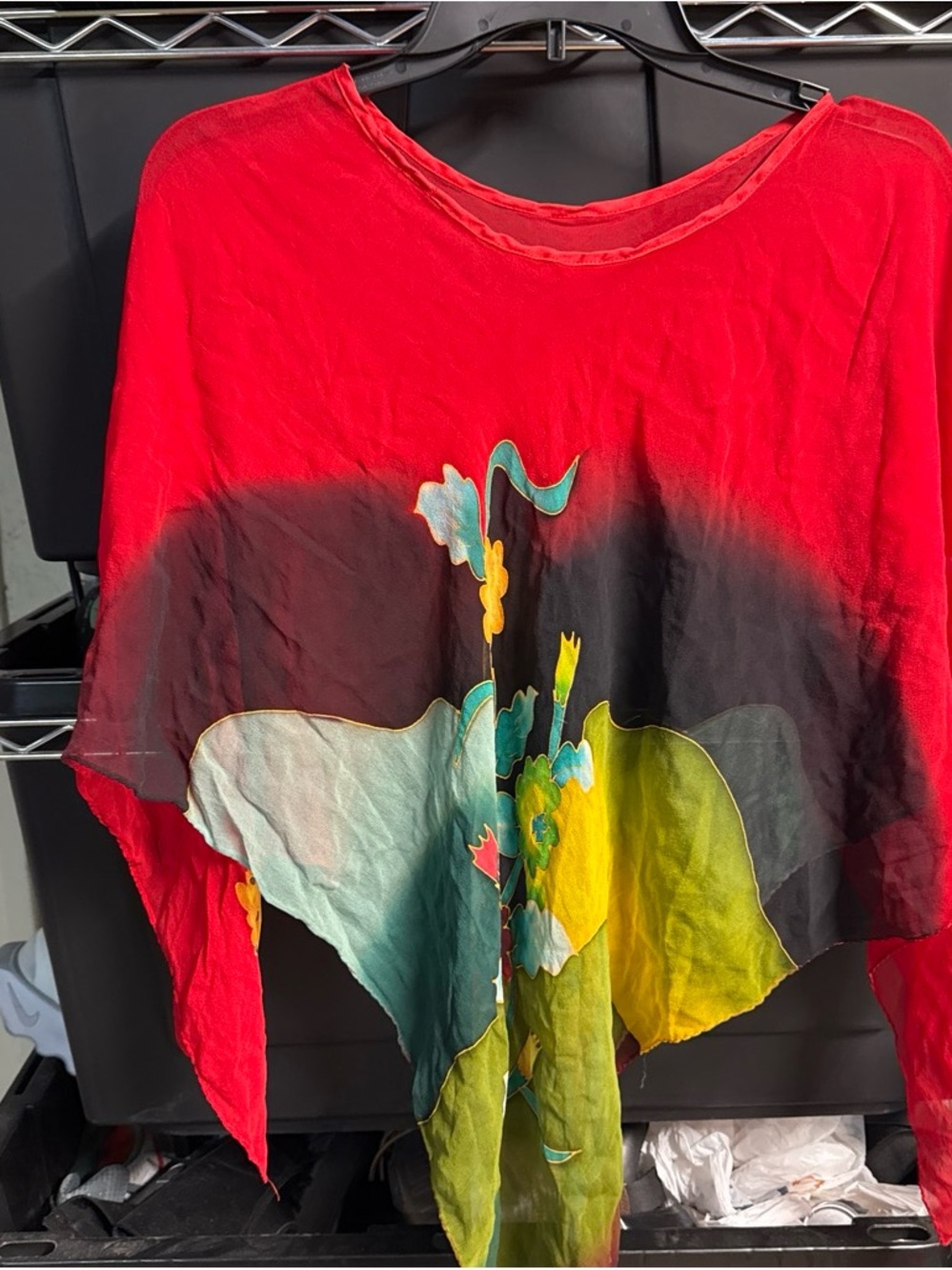 Red Multicolor Draped Tunic Top - Picture 2 of 13